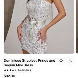 White fringe and sequin mini dress